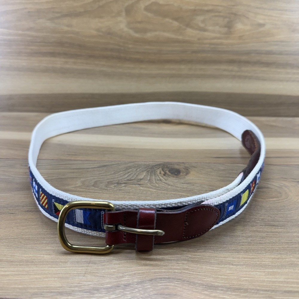 Leather Man Limited Belt Size 46 Brown Leather with‎ Flag Pattern